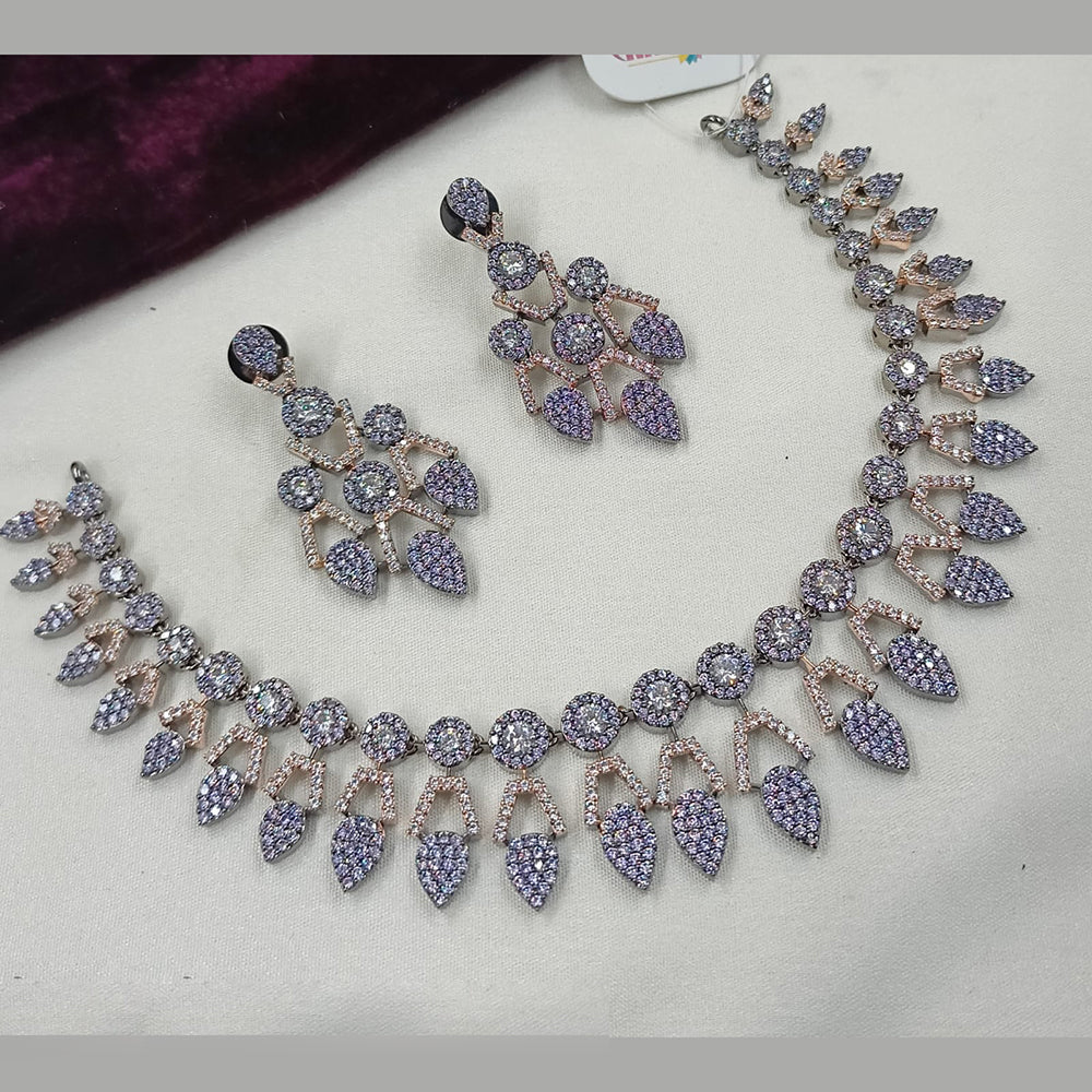 NAFJ 2 Tone Plated American Daimonds Necklace Set