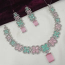 NAFJ Silver Plated American Daimonds Necklace Set