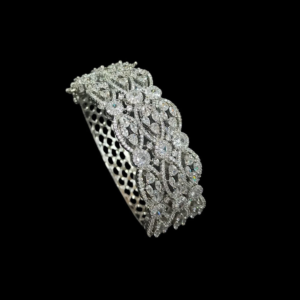 NAFJ Silver Plated American Daimonds Openable Bracelet