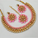 NAFJ Gold Plated Crystal Stone And Pearl Necklace Set