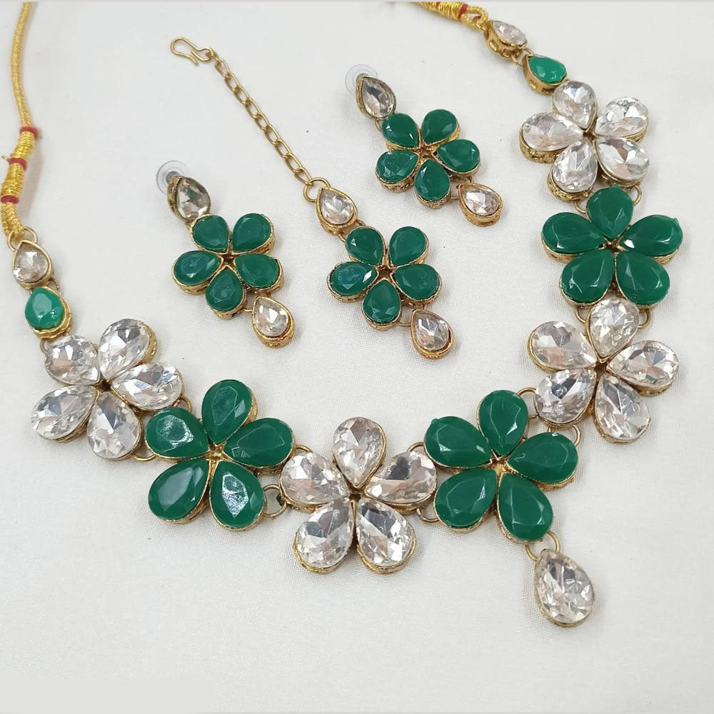 NAFJ Gold Plated Crystal Stone Necklace Set