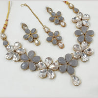 NAFJ Gold Plated Crystal Stone Necklace Set