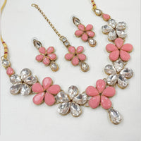 NAFJ Gold Plated Crystal Stone Necklace Set