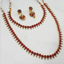 NAFJ Gold Plated Pota Stone Double Necklace Set 