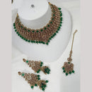 NAFJ Gold Plated Crystal Stone And Beads Choker Necklace Set