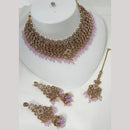 NAFJ Gold Plated Crystal Stone And Beads Choker Necklace Set