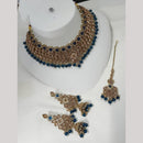 NAFJ Gold Plated Crystal Stone And Beads Choker Necklace Set