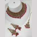NAFJ Gold Plated Crystal Stone And Beads Choker Necklace Set