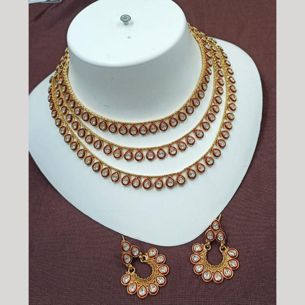NAFJ Crystal Stone Multi Layer Choker Necklace Set