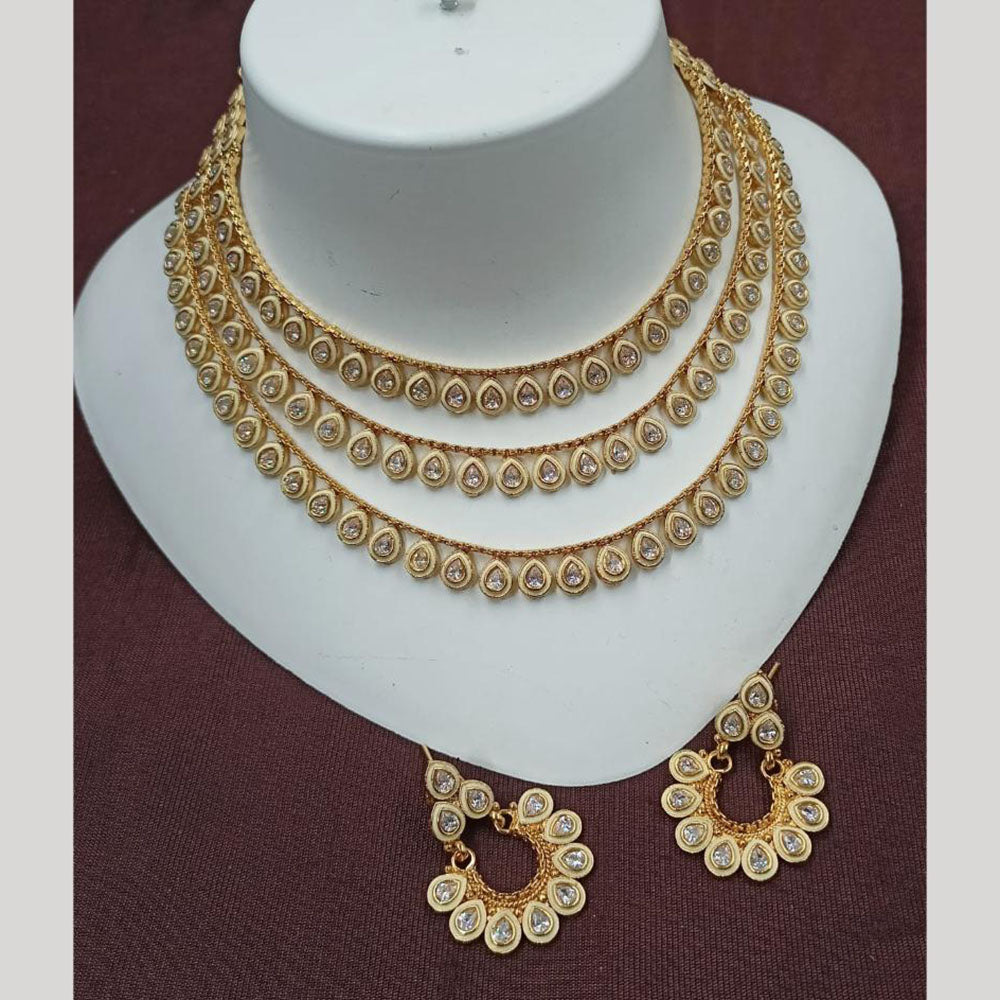NAFJ Crystal Stone Multi Layer Choker Necklace Set