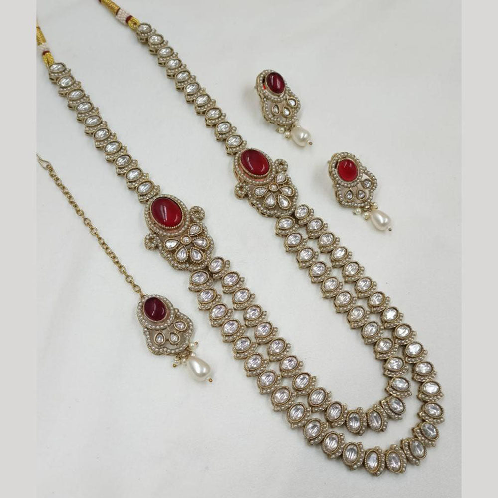 NAFJ Polki Kundan Long Necklace Set