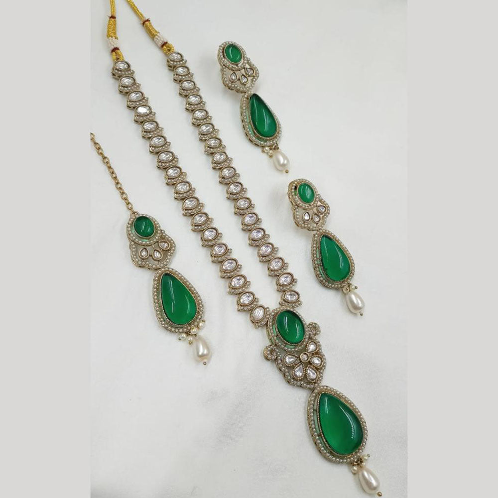 NAFJ Polki Kundan Long Necklace Set