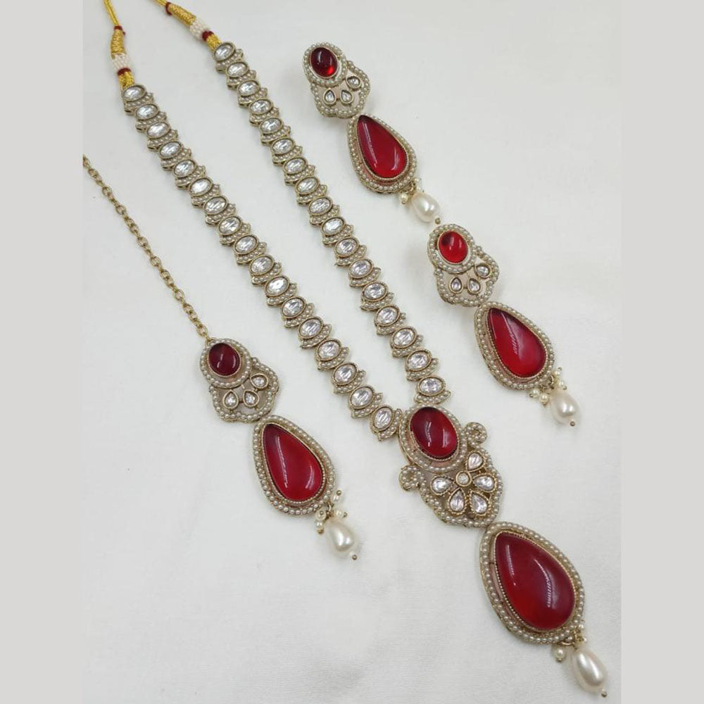 NAFJ Polki Kundan Long Necklace Set