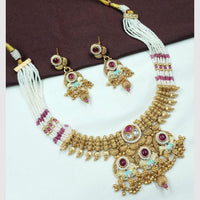 NAFJ Traditional Meenakari Necklace Set with Ruby Stones