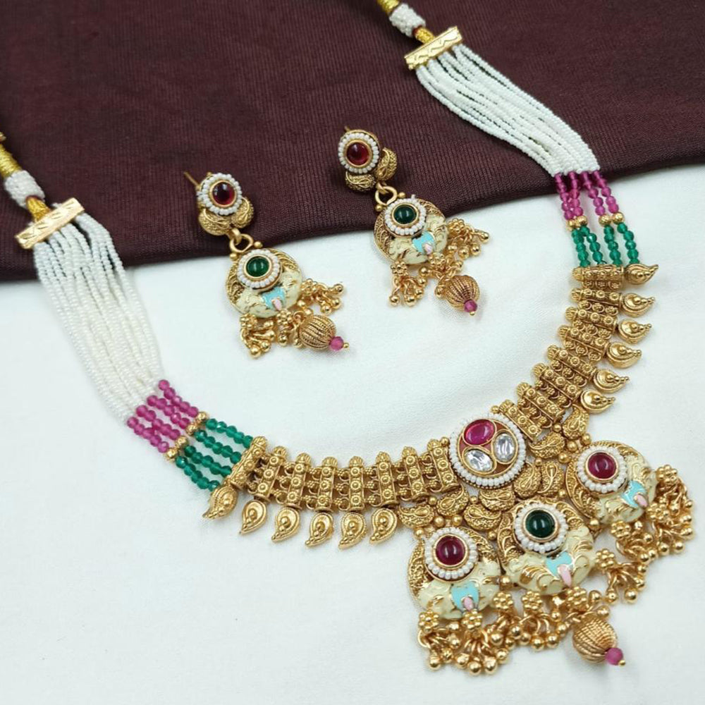 NAFJ Traditional Meenakari Necklace Set with Ruby Stones