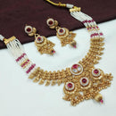 NAFJ Traditional Meenakari Necklace Set with Ruby Stones