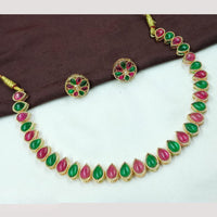 NAFJ Elegant Kundan Stone With Matching Earrings Necklace Set