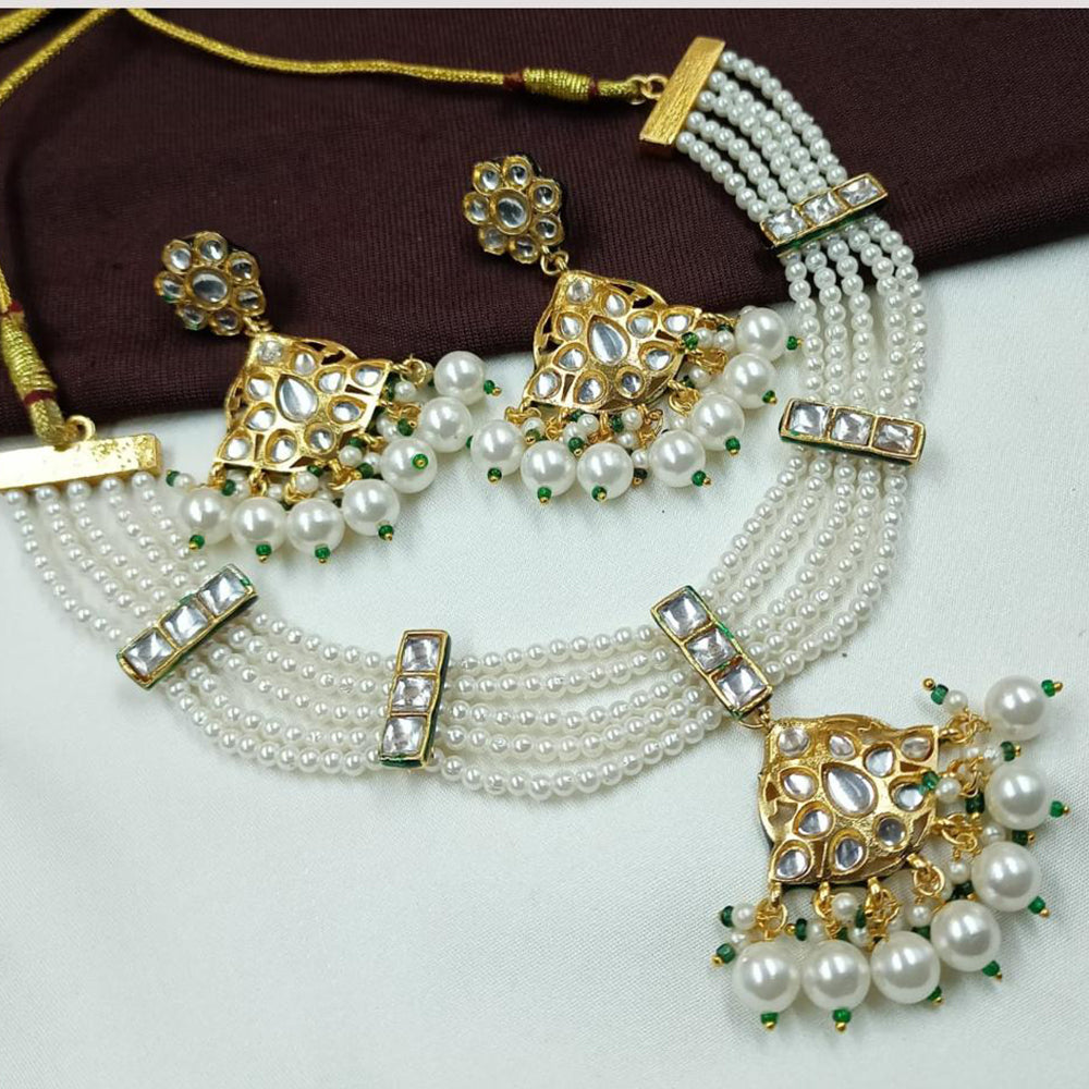 NAFJ Premium Special Occasions Kundan And Pearl Necklace Set