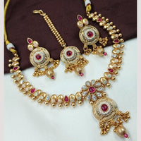 NAFJ Exquisite Kundan And Pearl Embellishment Meenakari Necklace Set