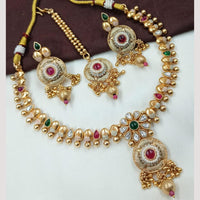 NAFJ Exquisite Kundan And Pearl Embellishment Meenakari Necklace Set