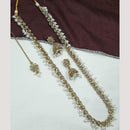 NAFJ Royal Gold Finish Austrian Stone And Pearl Beads Long Necklace Set