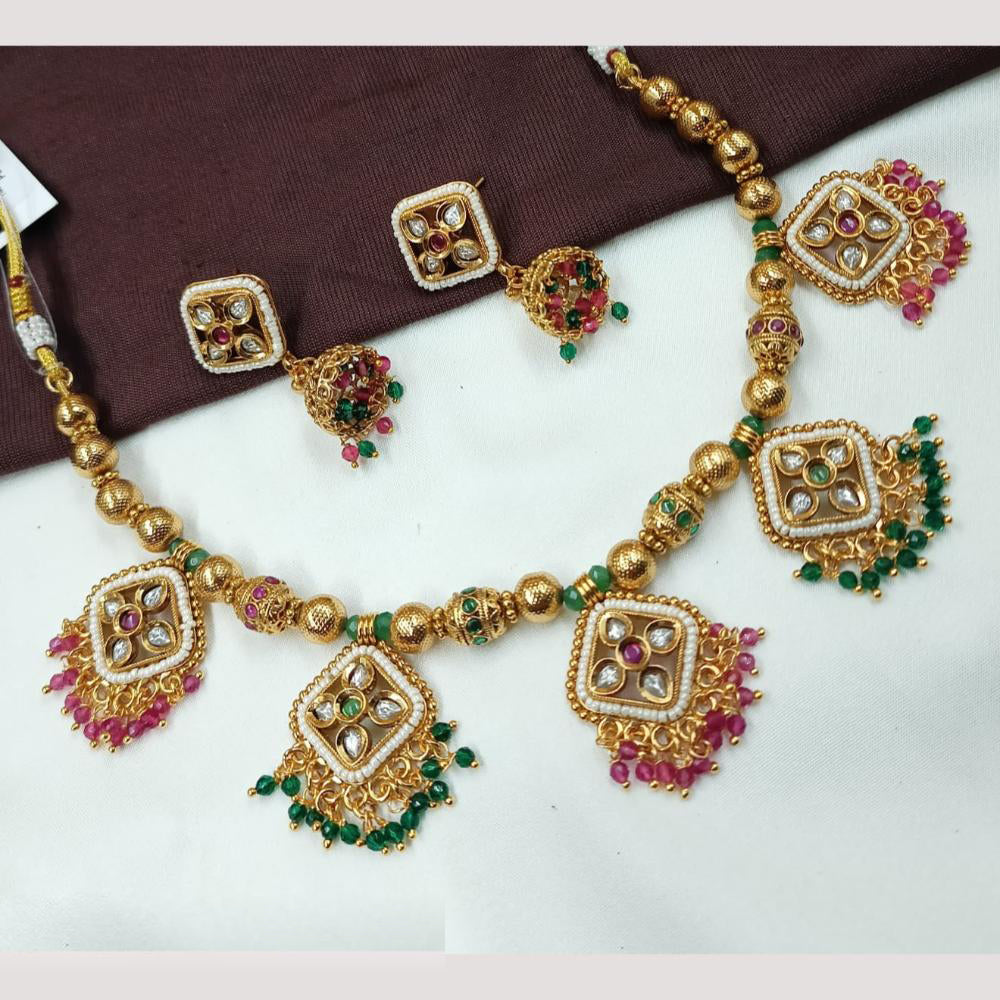 NAFJ Premium Special Occasions Kundan And Pearl Necklace Set