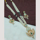 NAFJ Elegant Pota Stone and Pearl Long Meenakari Necklace Set