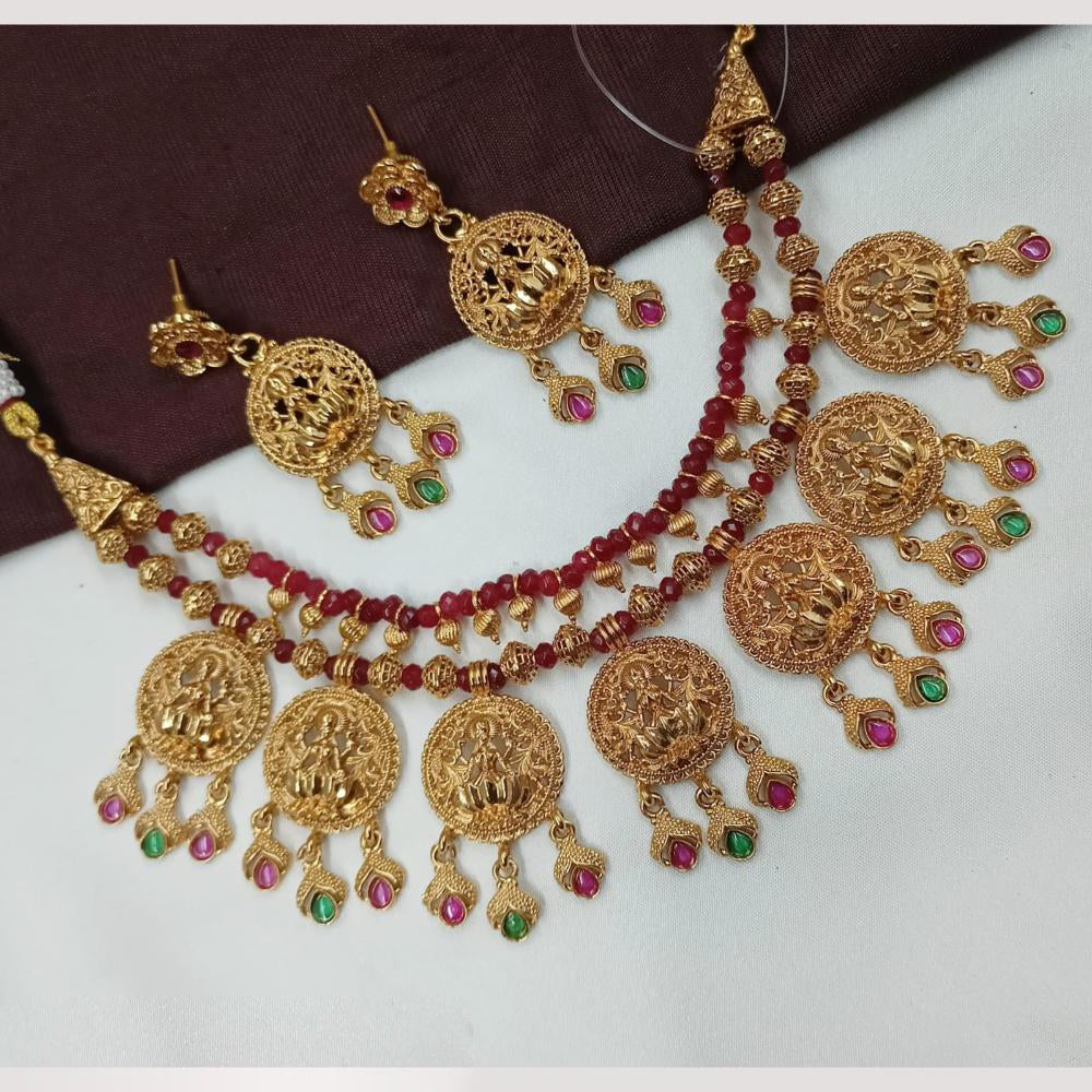 NAFJ Premium Quality Pota Stone And Beads Traditional Necklace Set