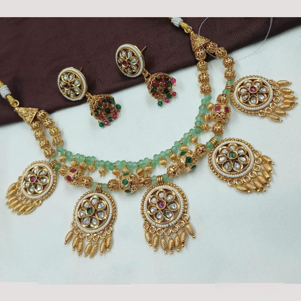NAFJ Premium Quality Pota Stone And Beads Traditional Necklace Set
