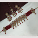 NAFJ Sparkling Crystal And Austrian Stone Designer Pearl Choker Necklace Set