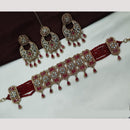 NAFJ Sparkling Crystal And Austrian Stone Designer Pearl Choker Necklace Set