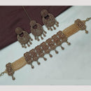 NAFJ Sparkling Crystal And Austrian Stone Designer Pearl Choker Necklace Set