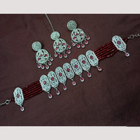 NAFJ Sparkling Crystal And Austrian Stone Designer Pearl Choker Necklace Set