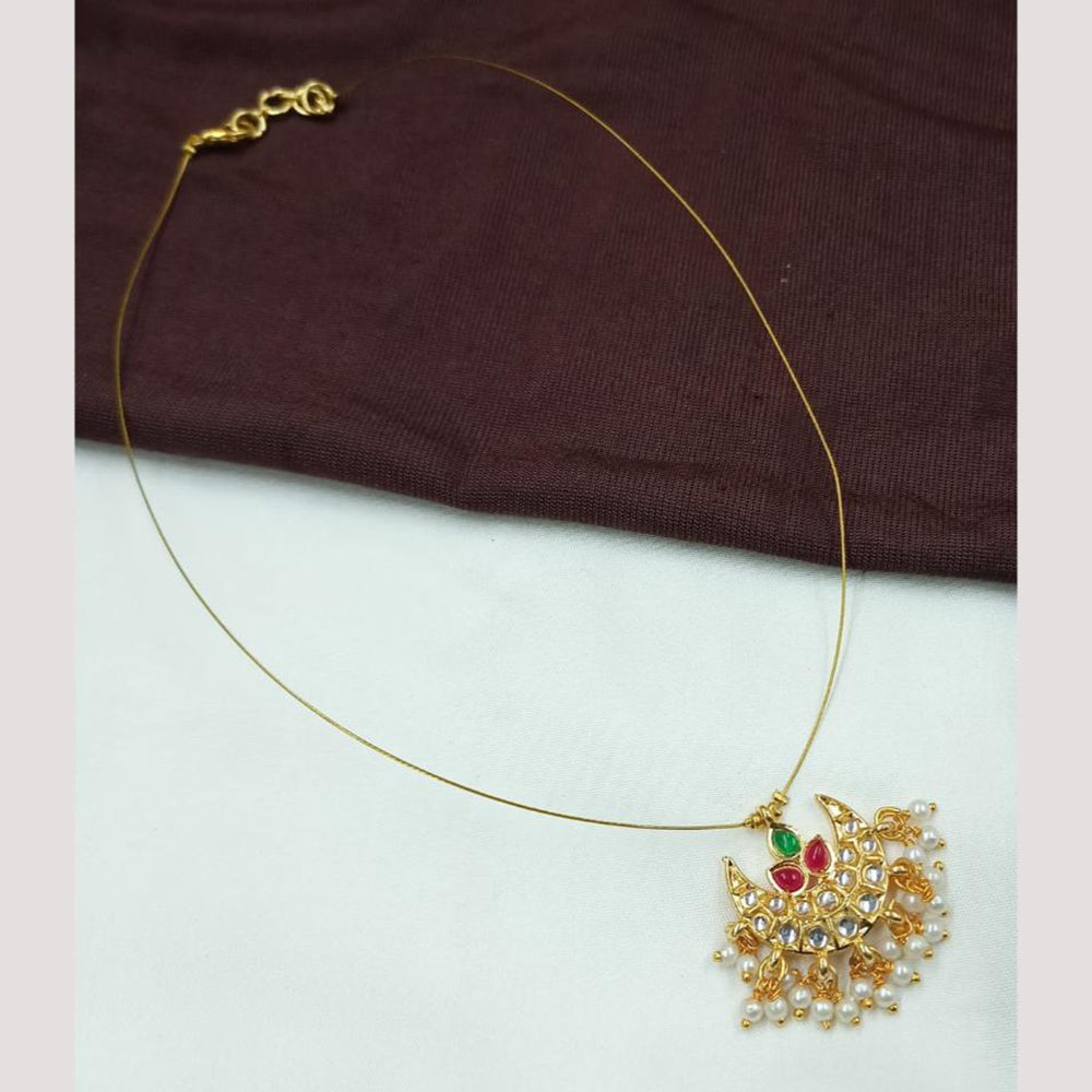 NAFJ Stylish Gold Plated Kundan Stone and Pearl Statement Necklace