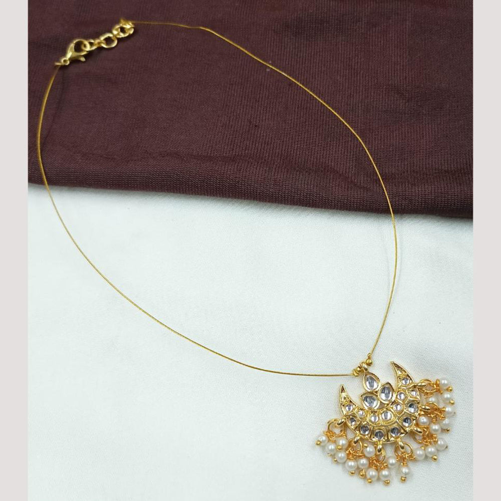 NAFJ Stylish Gold Plated Kundan Stone and Pearl Statement Necklace