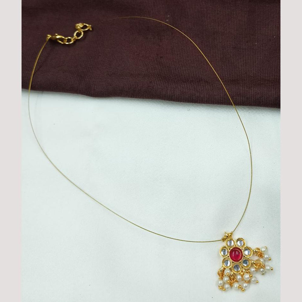 NAFJ Stylish Gold Plated Kundan Stone and Pearl Statement Necklace