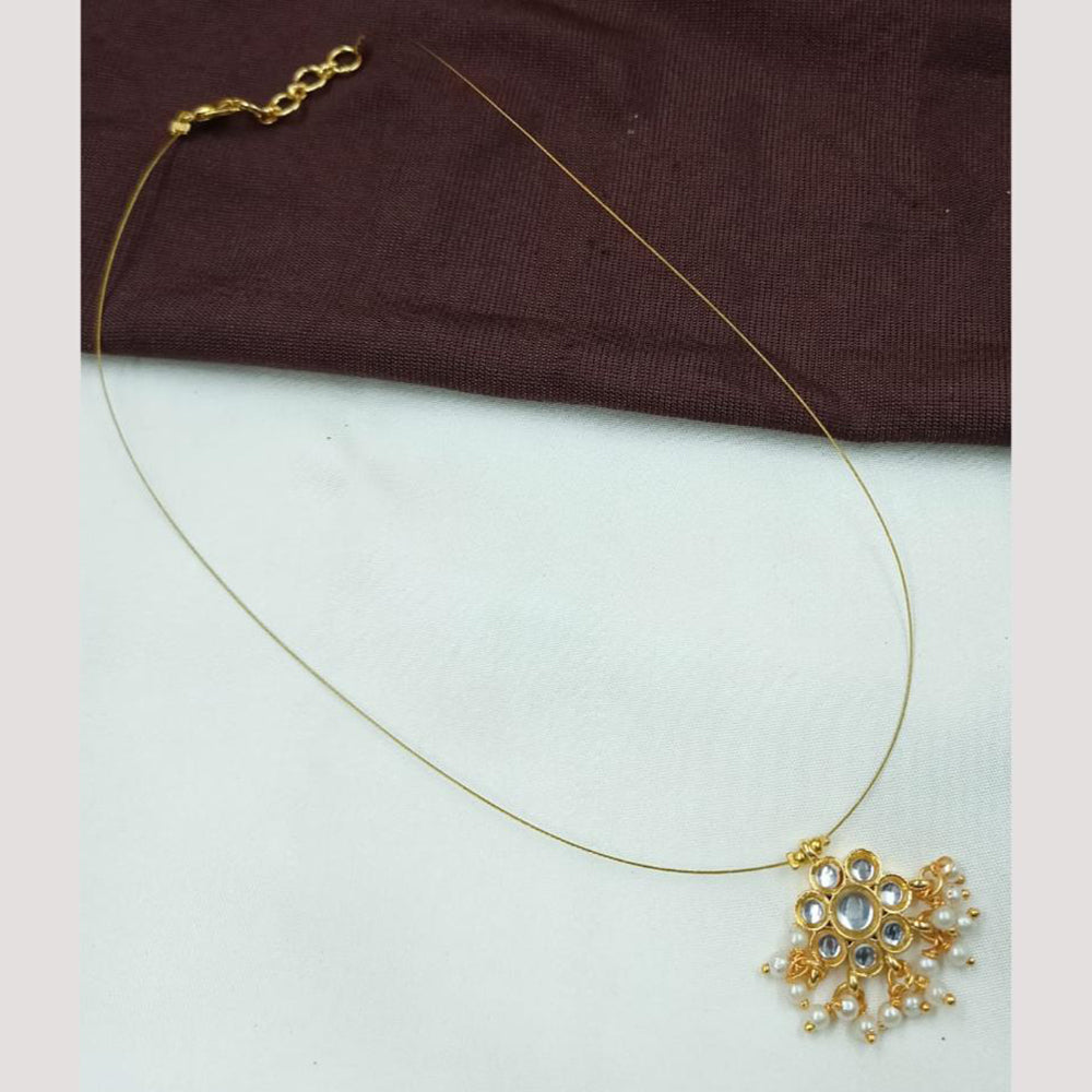 NAFJ Stylish Gold Plated Kundan Stone and Pearl Statement Necklace