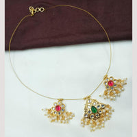 NAFJ Stylish Gold Plated Kundan Stone and Pearl Statement Necklace