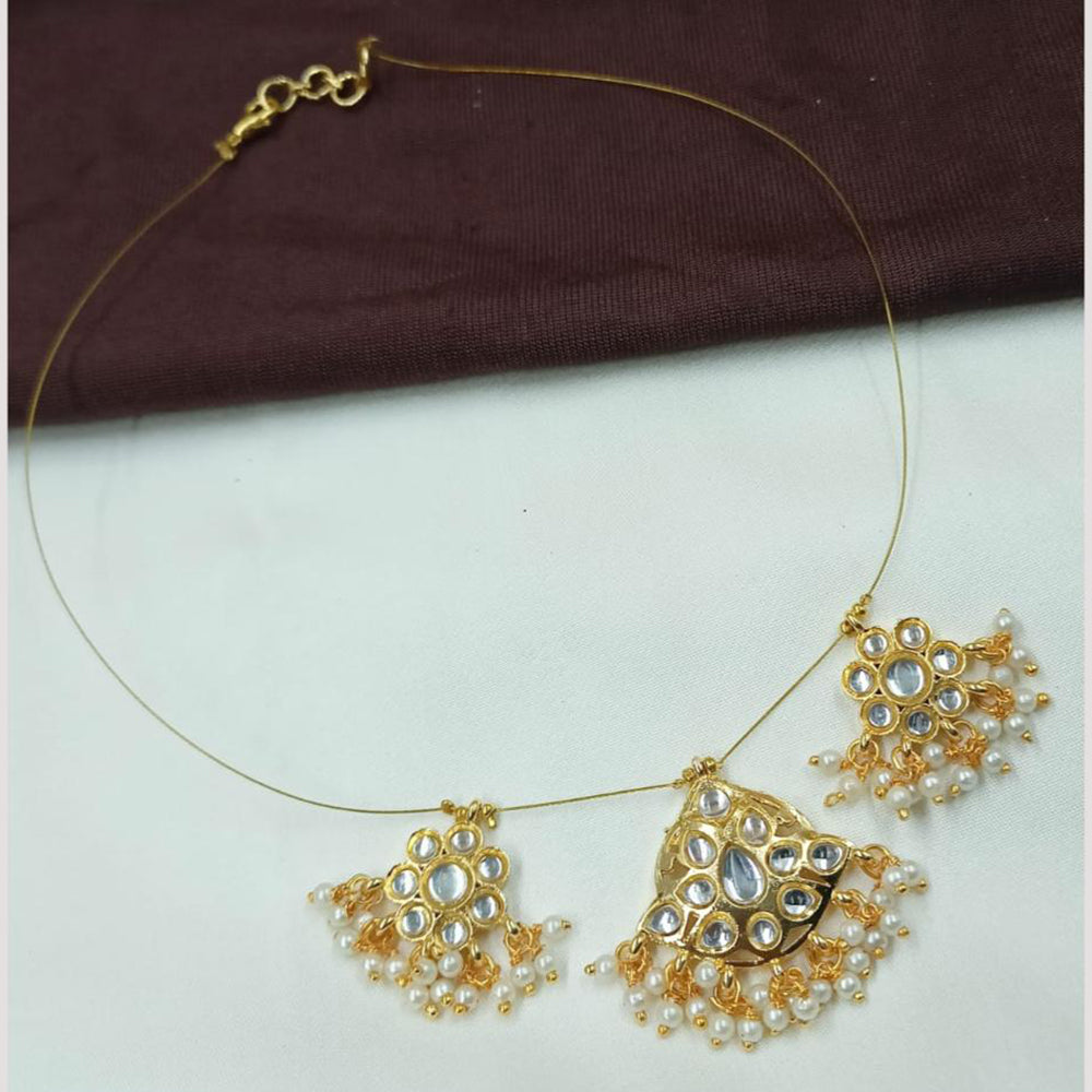 NAFJ Stylish Gold Plated Kundan Stone and Pearl Statement Necklace