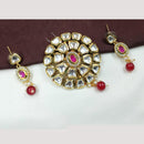 NAFJ Stylish Kundan Pendant Set With Matching Earrings