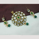 NAFJ Stylish Kundan Pendant Set With Matching Earrings
