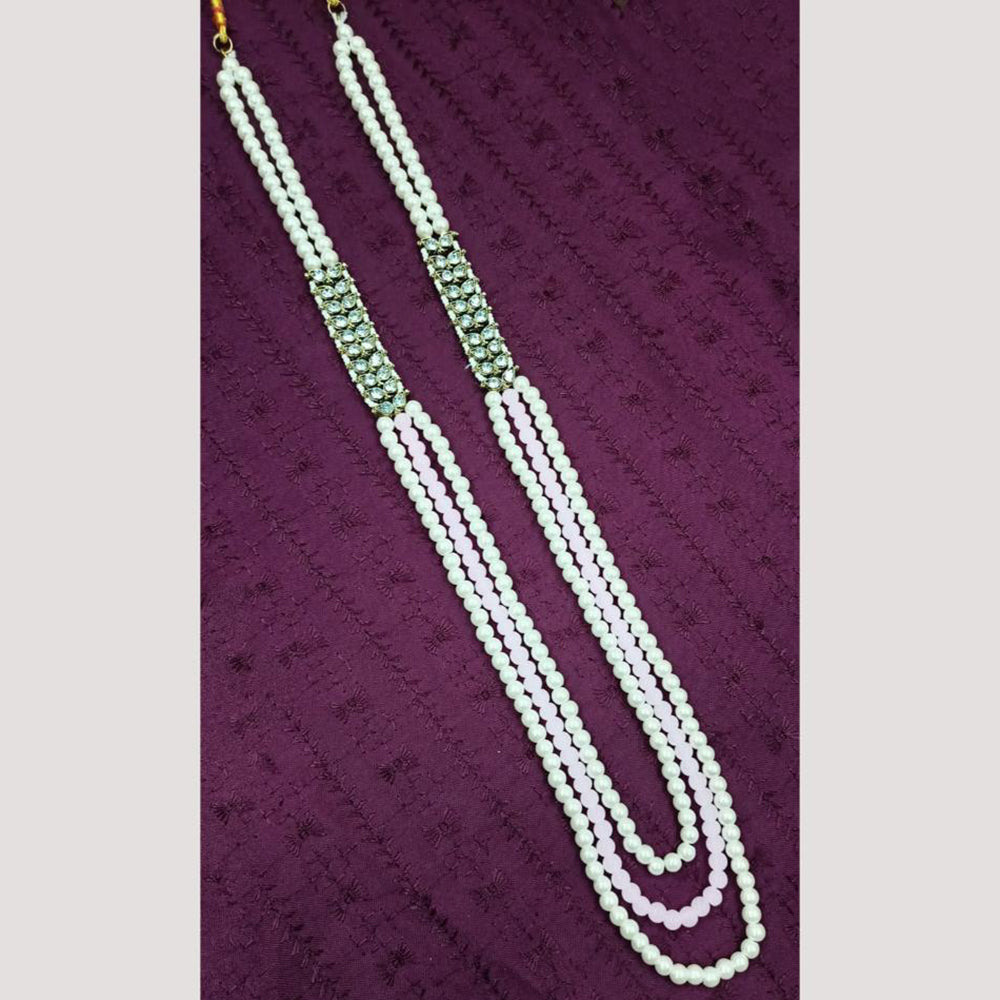 NAFJ Classic Beads And Austrian Stone Long Necklace for Men