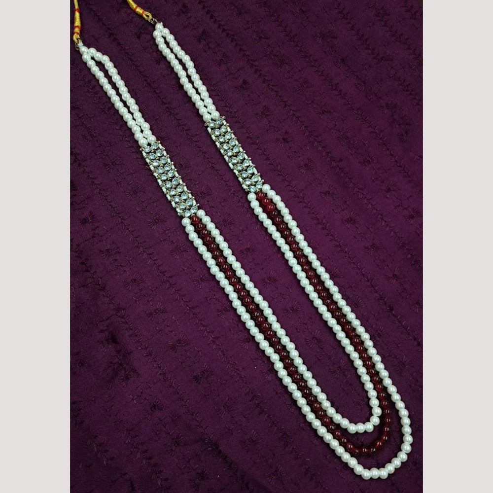 NAFJ Classic Beads And Austrian Stone Long Necklace for Men