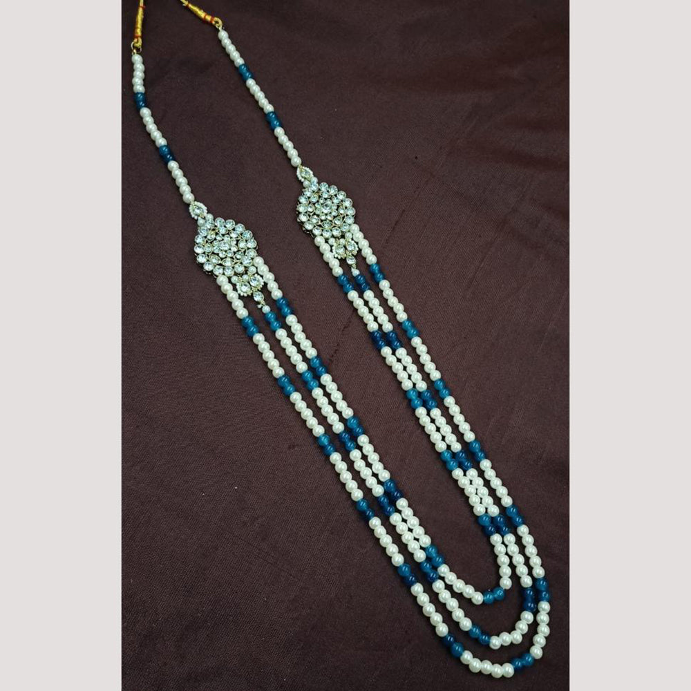 NAFJ Classic Beads And Austrian Stone Long Necklace for Men