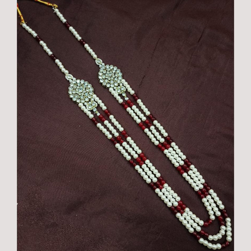 NAFJ Classic Beads And Austrian Stone Long Necklace for Men