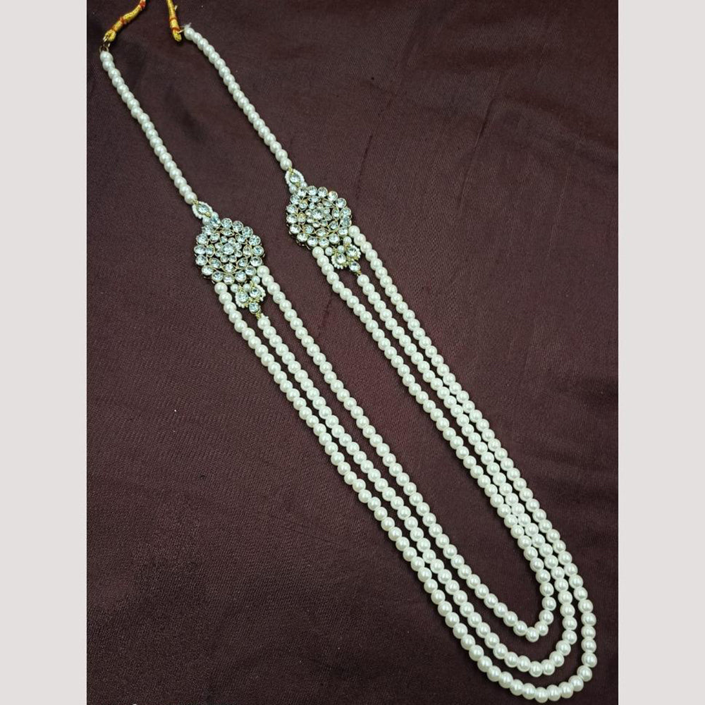 NAFJ Classic Beads And Austrian Stone Long Necklace for Men
