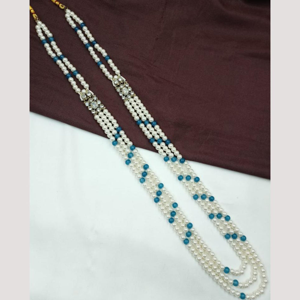 NAFJ Classic Beads And Austrian Stone Long Necklace for Men