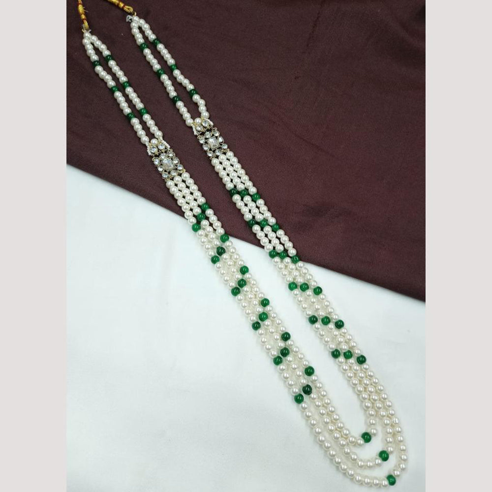 NAFJ Classic Beads And Austrian Stone Long Necklace for Men