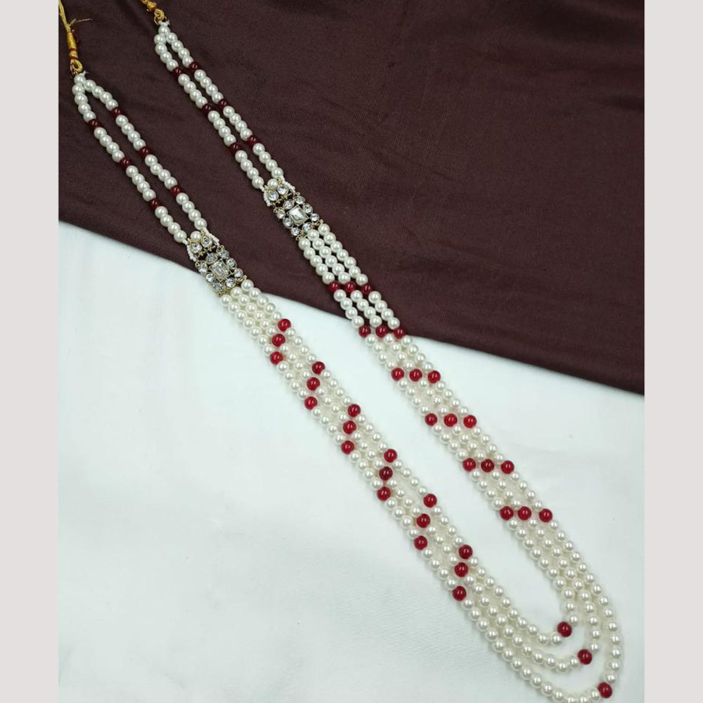 NAFJ Classic Beads And Austrian Stone Long Necklace for Men