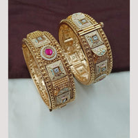 NAFJ Elegant Pota Stones And Meenakari Openable Bangles Set